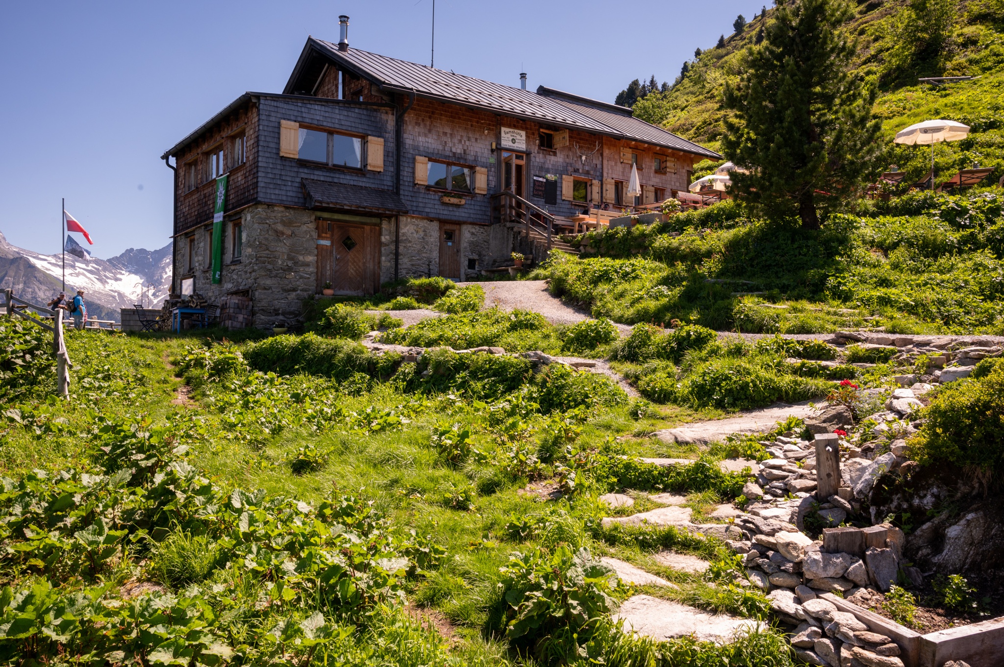 Perspektive des Wanderers, wenn er sich der Gamshütte nähert